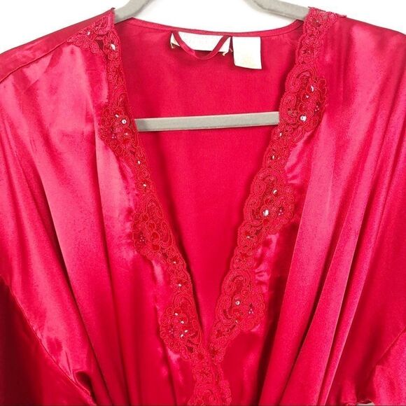 VICTORIA’S SECRET | Vintage Red Satin Look Robe Tie Sash Belt Women’s One Size - Picture 3 of 6